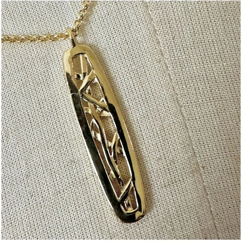 Gold tone long  gold plated pendant necklace